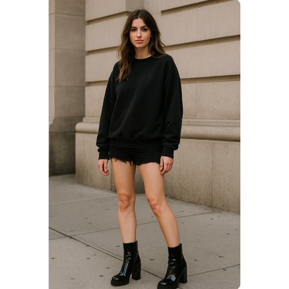 Forever 21 Black Patent Chunky Heel Ankle Boots 8 Side Zip Goth Grunge Trendy - Picture 8 of 8